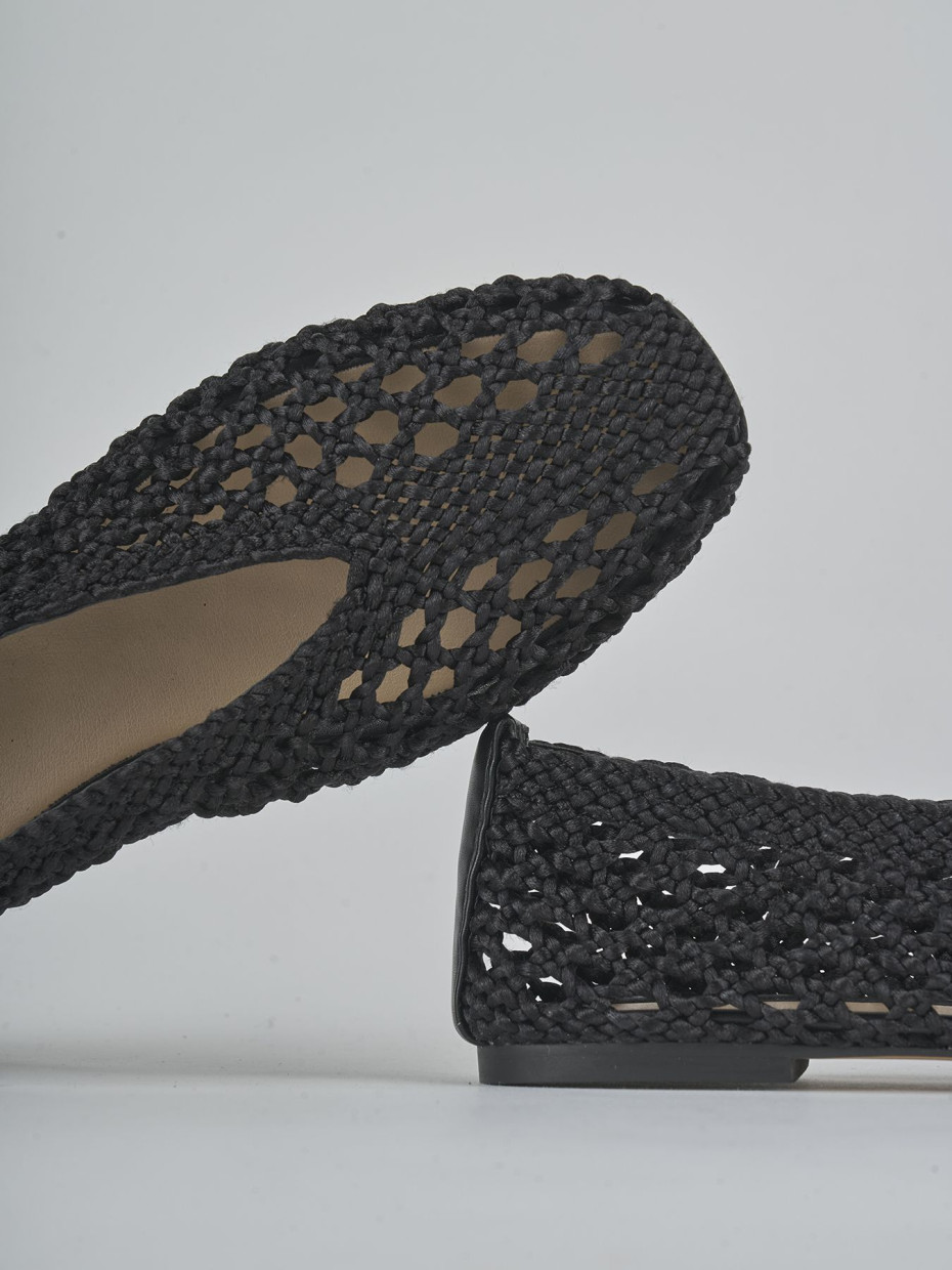 Ballerine tacco 1cm tessuto nero