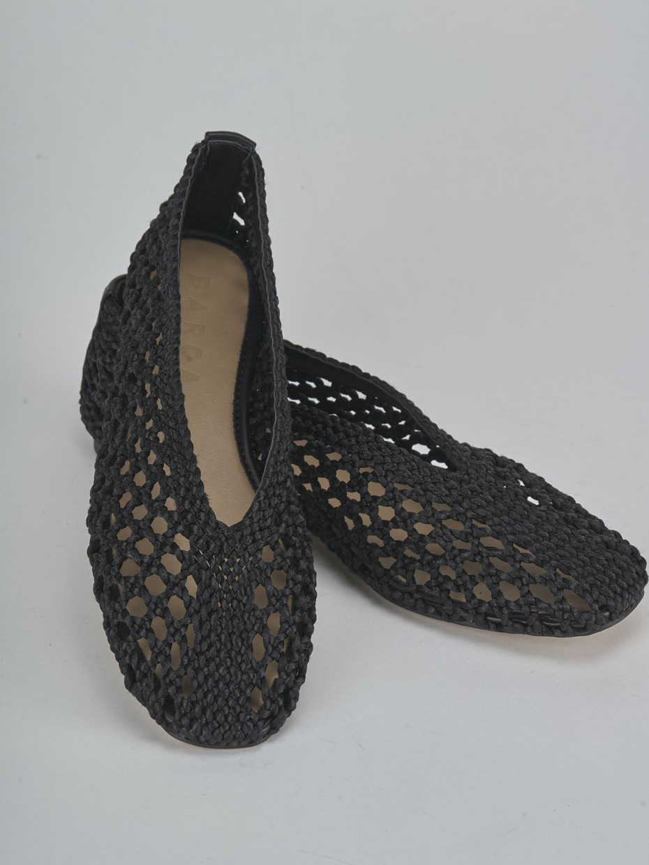 Ballerine tacco 1cm tessuto nero