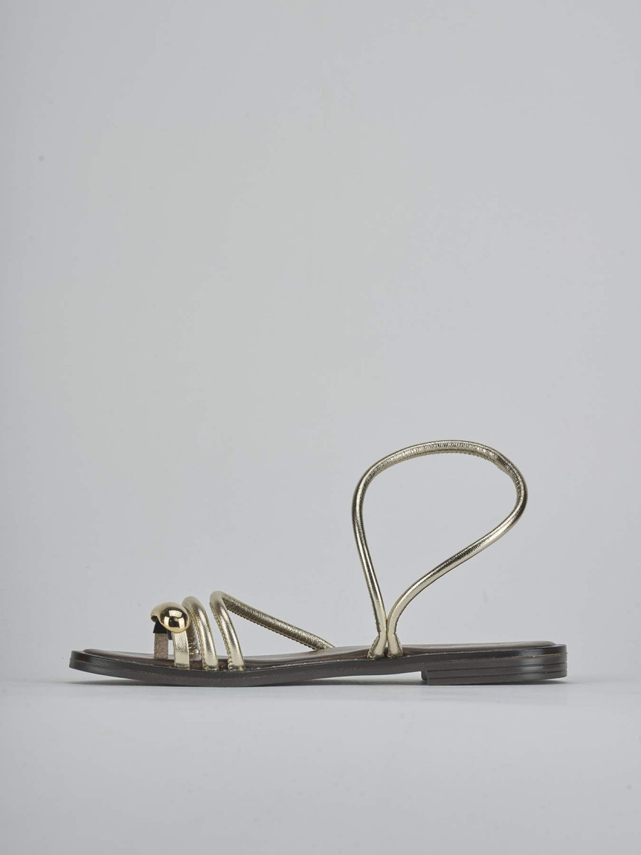 Sandali tacco 1cm laminato oro