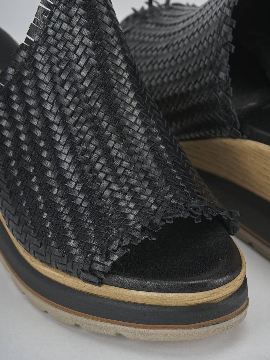 Ciabatte tacco 8cm pelle nero