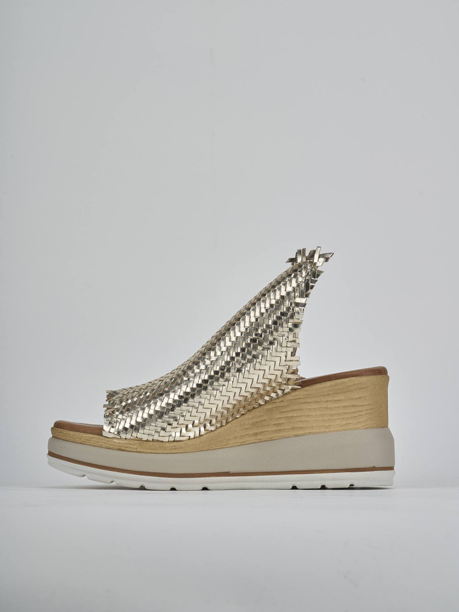 Ciabatte tacco 8cm pelle oro