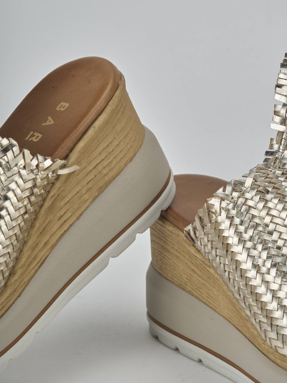 Ciabatte tacco 8cm pelle oro