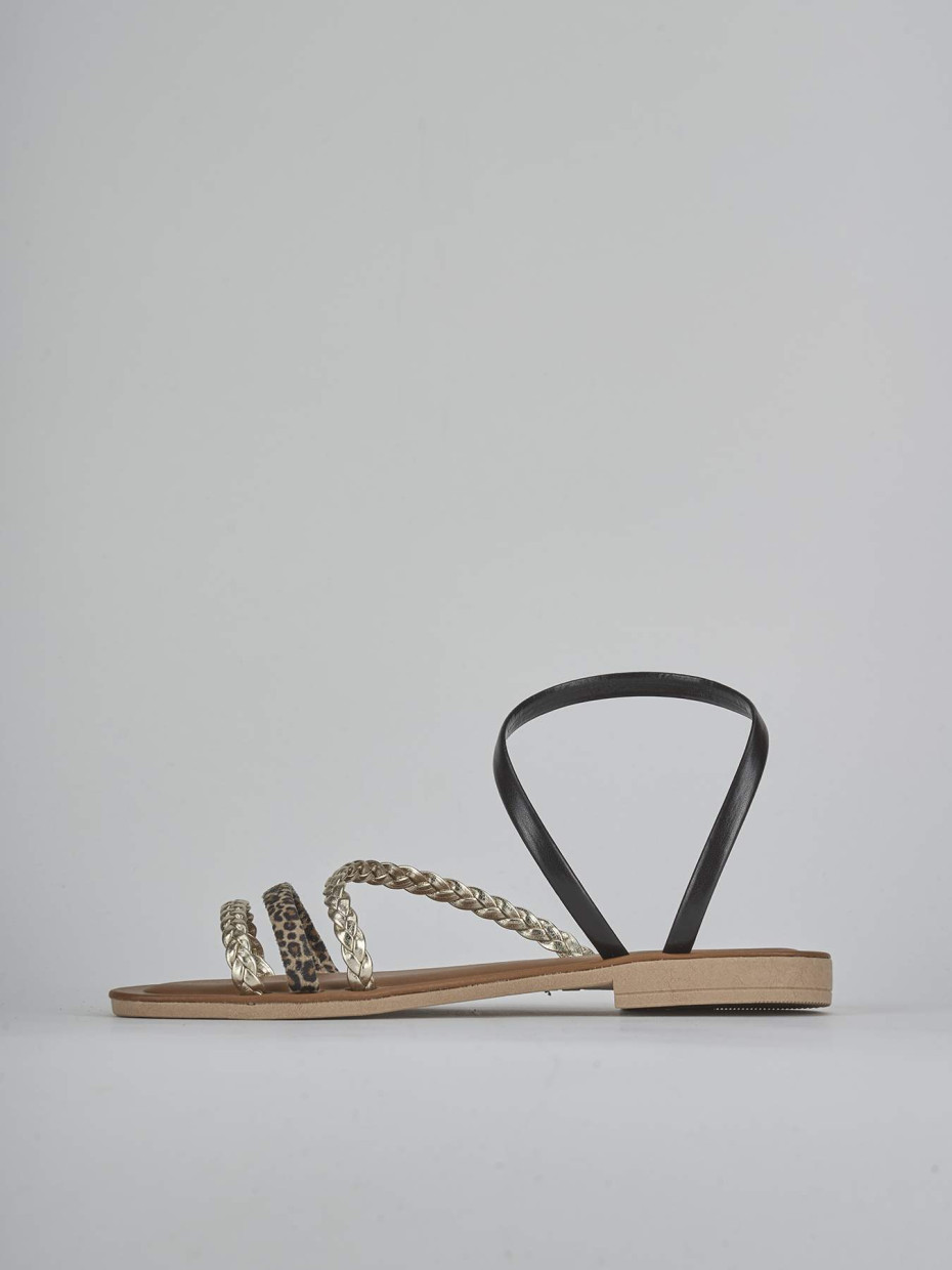 Sandali tacco 1cm pelle multicolor