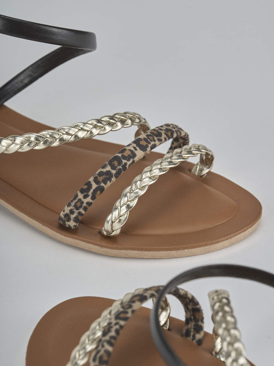 Sandali tacco 1cm pelle multicolor