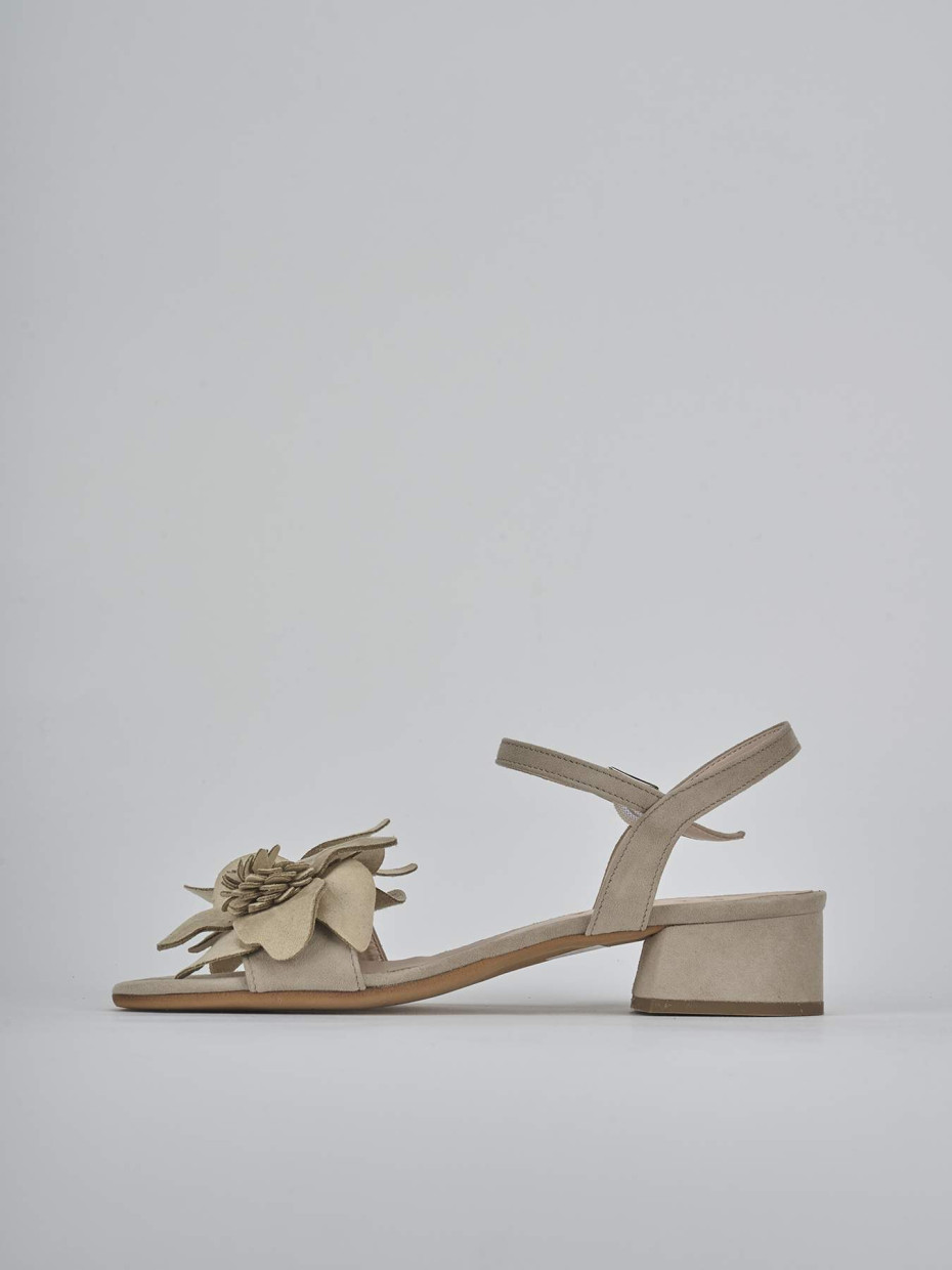 Sandali tacco 3cm camoscio beige