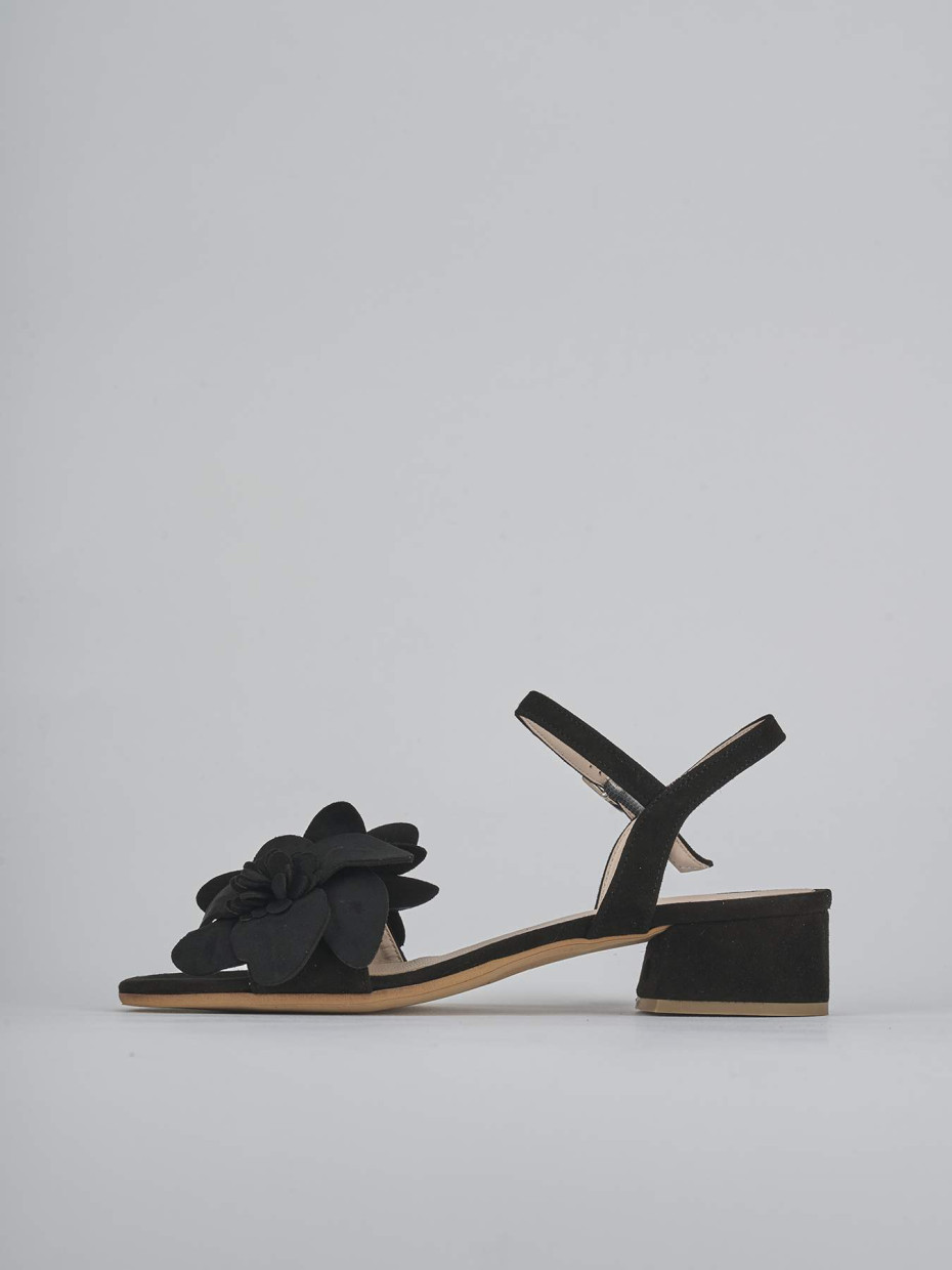 Sandali tacco 3cm camoscio nero