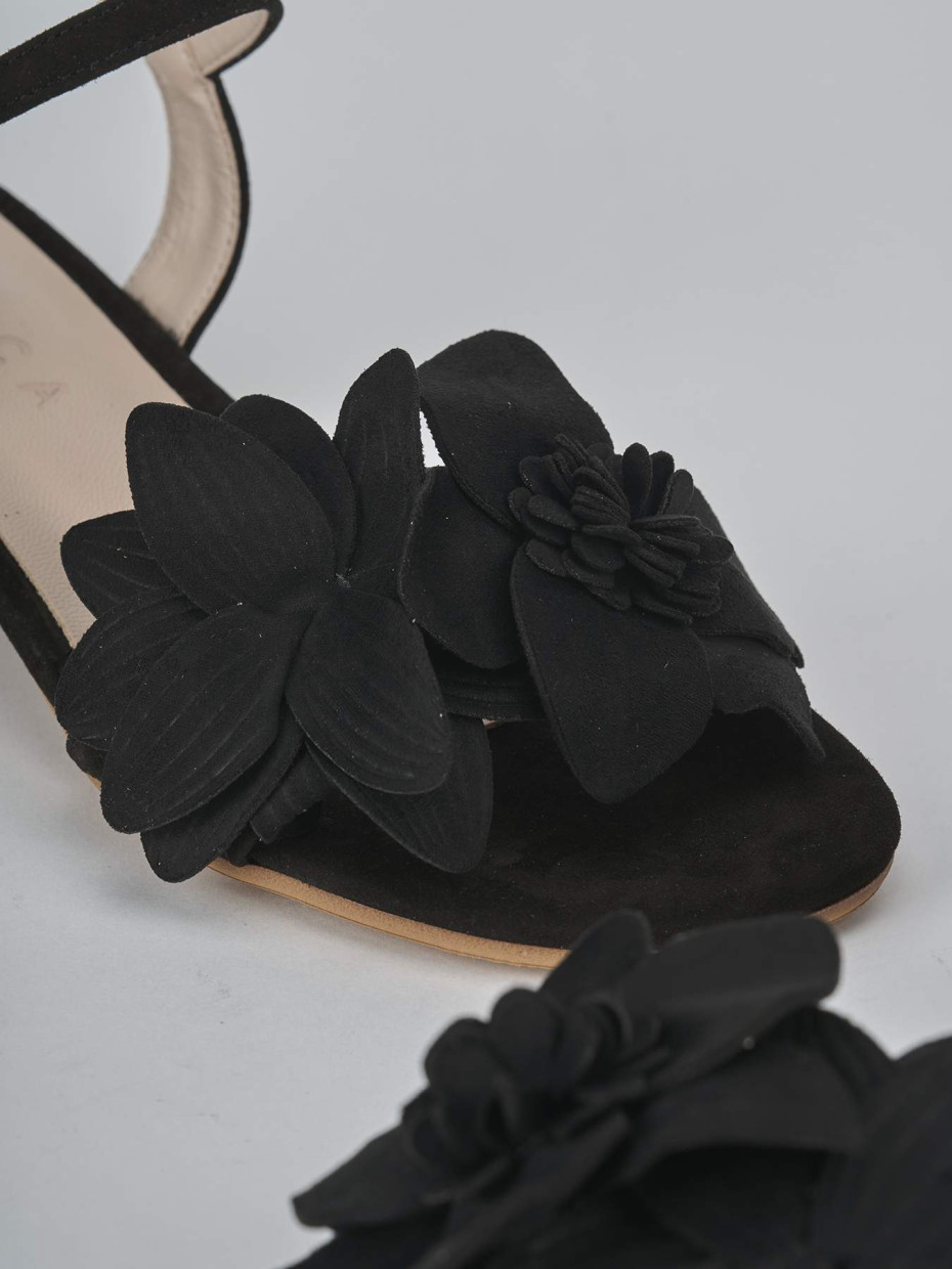 Sandali tacco 3cm camoscio nero