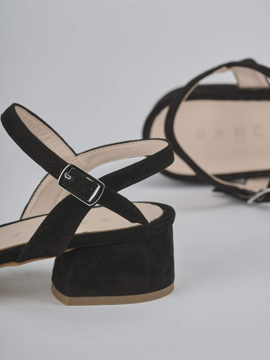 Sandali tacco 3cm camoscio nero