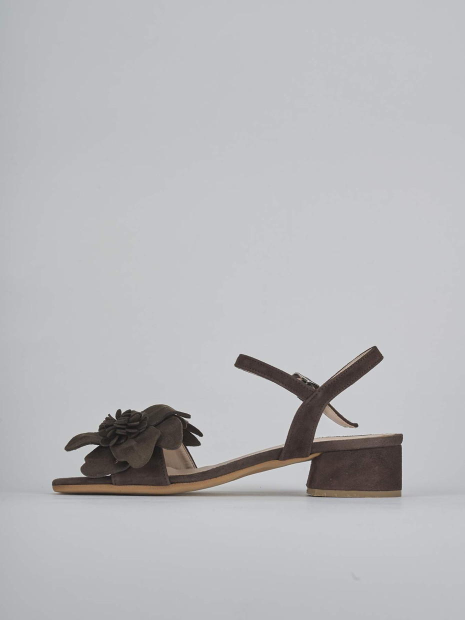 Sandali tacco 3cm camoscio testa