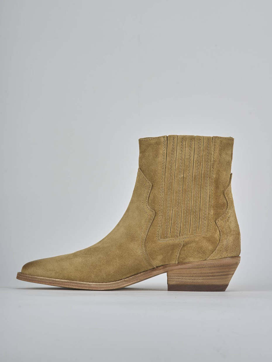 Stivaletti tacco 4cm camoscio marrone