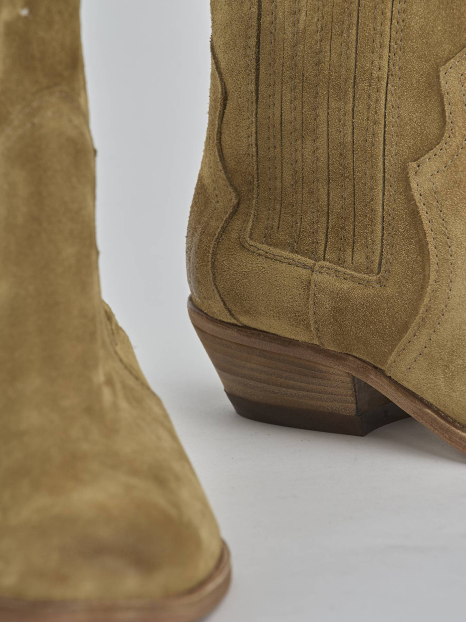 Stivaletti tacco 4cm camoscio marrone