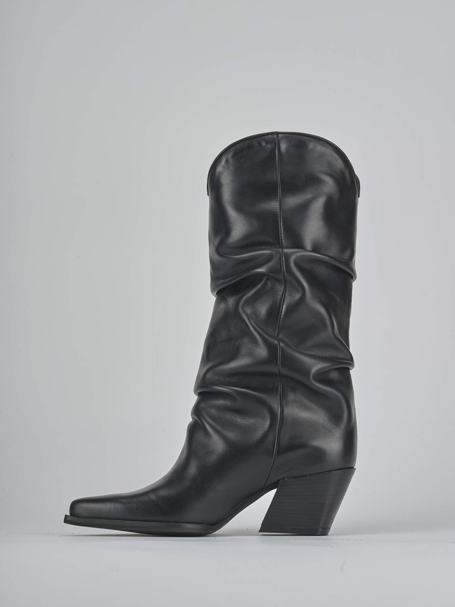 Stivali tacco 6cm pelle nero