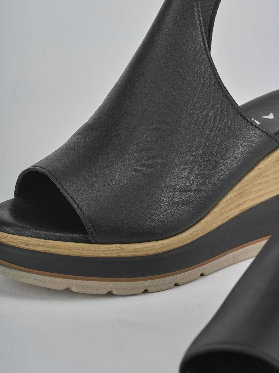 Ciabatte tacco 10cm pelle nero