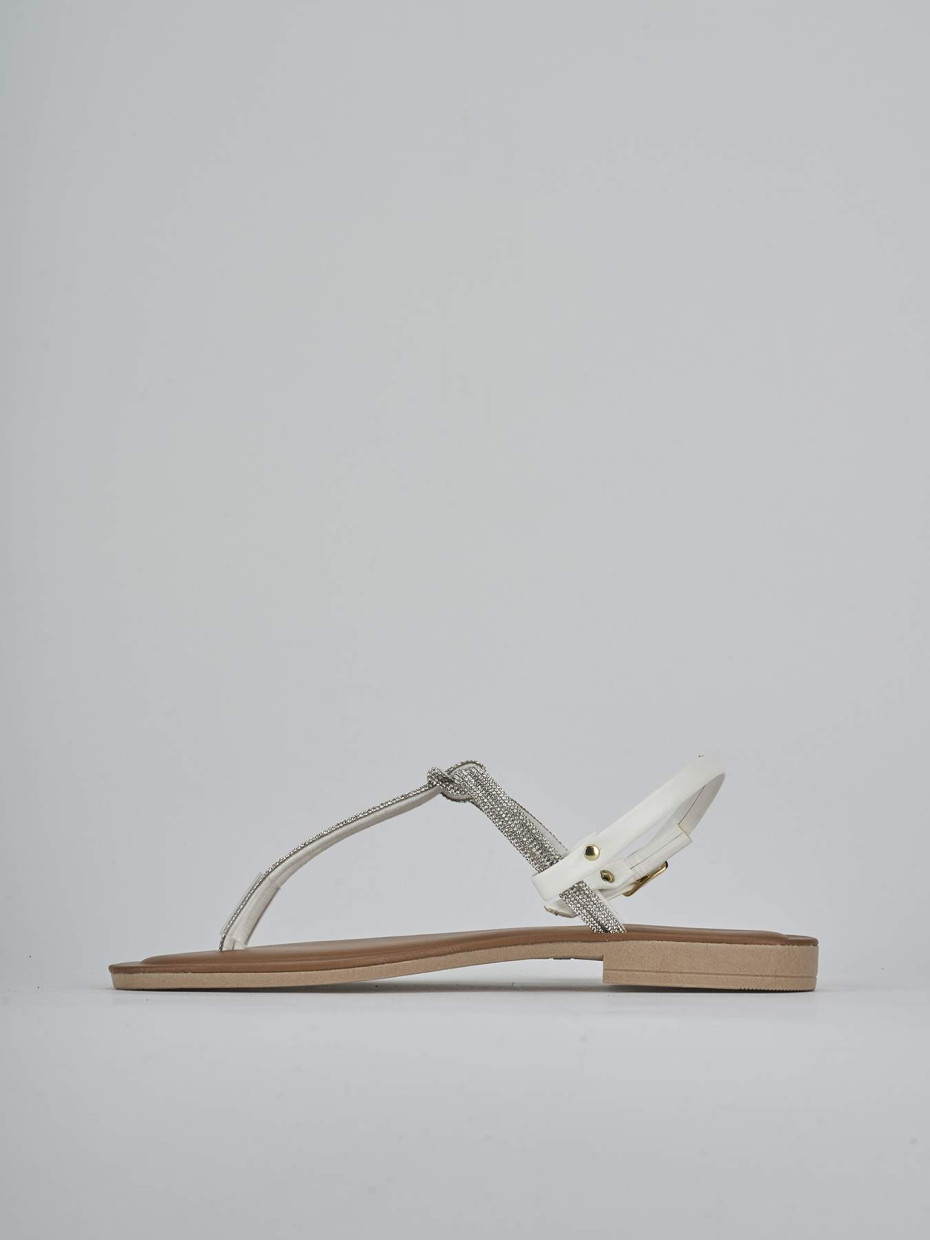 Sandalo infradito tacco 1 cm argento pelle