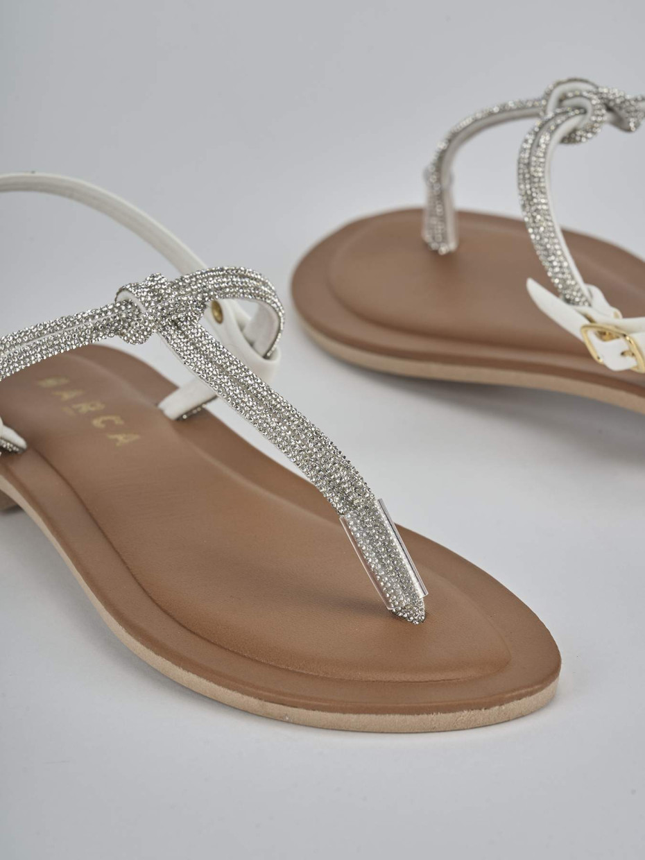 Sandalo infradito tacco 1 cm argento pelle