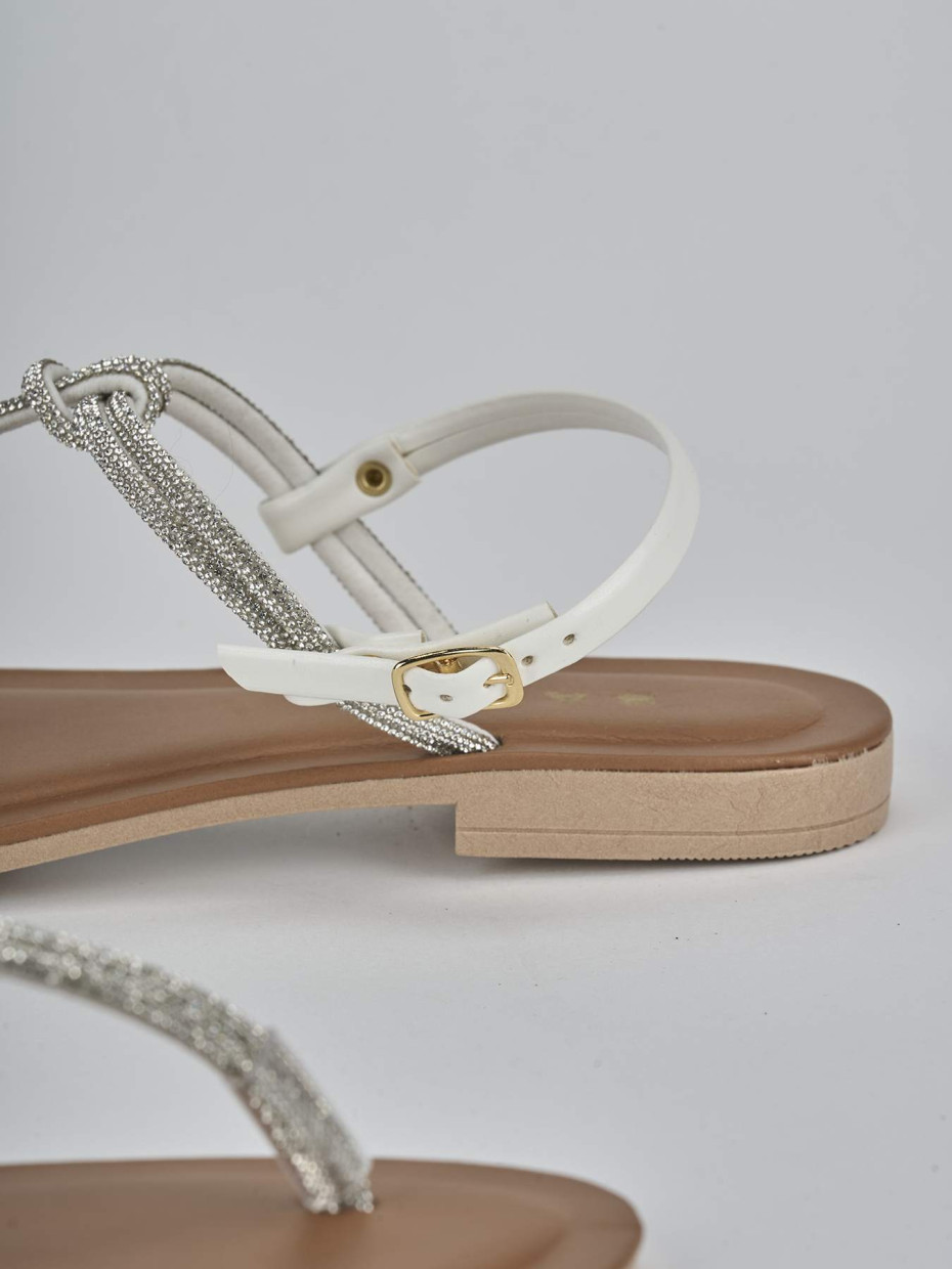 Sandalo infradito tacco 1 cm argento pelle