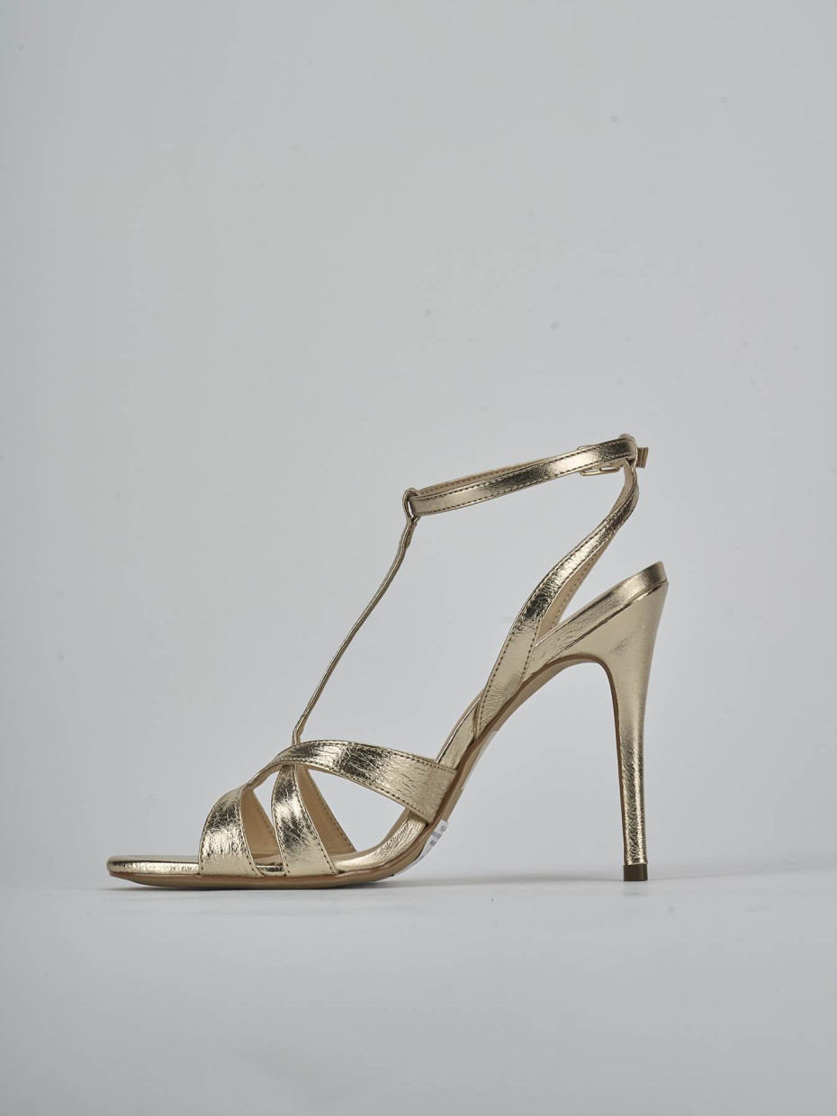 Sandali tacco 10cm laminato oro