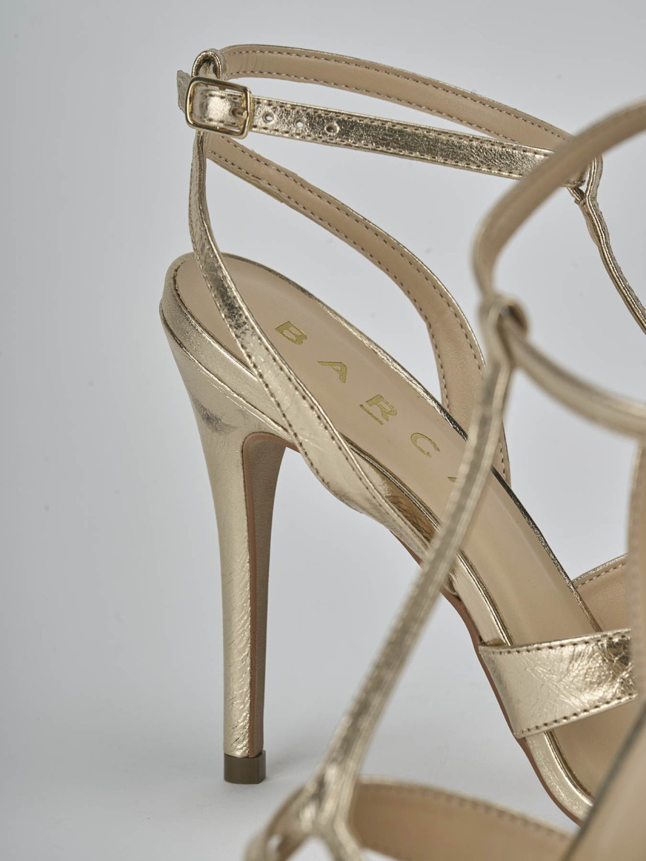 Sandali tacco 10cm laminato oro