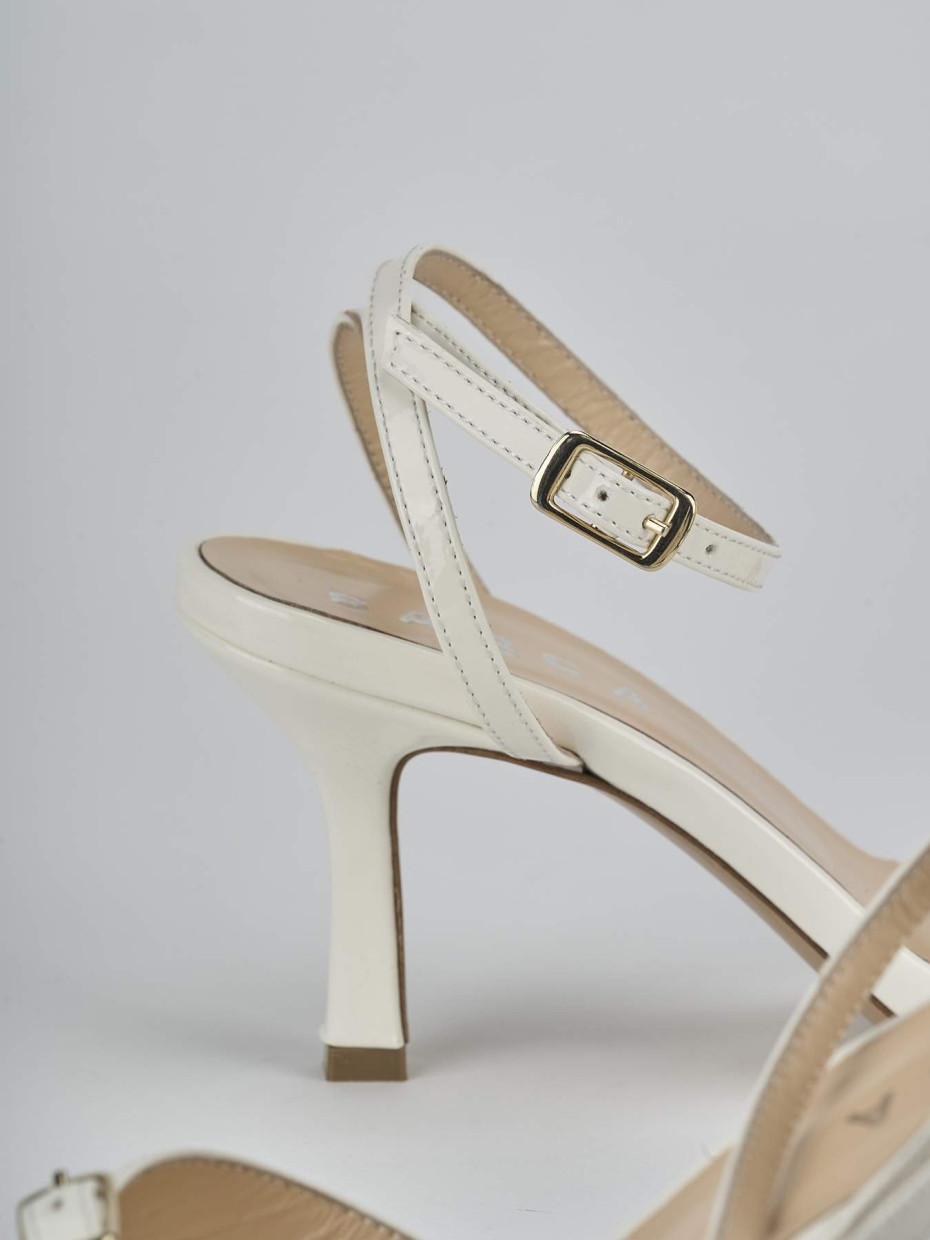 Sandali tacco 7cm vernice bianco