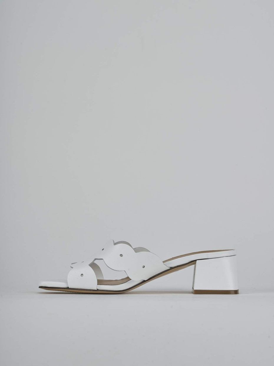 Ciabatte tacco 5cm pelle bianco