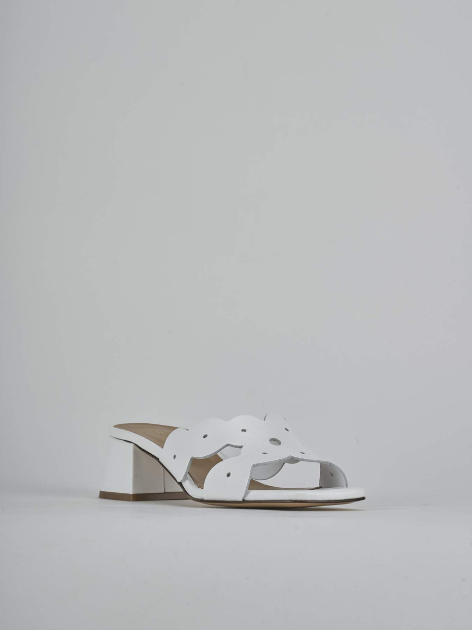 Ciabatte tacco 5cm pelle bianco