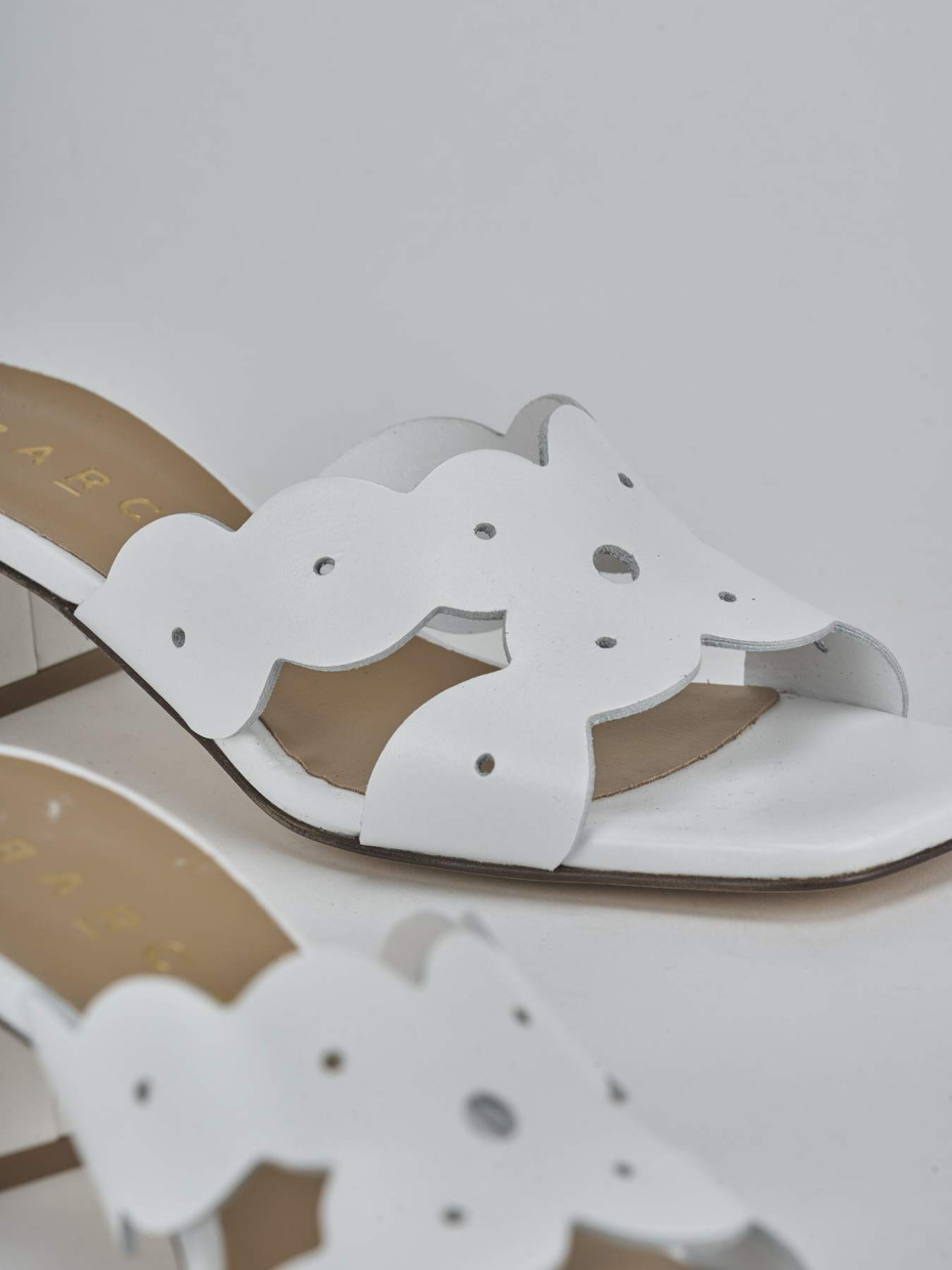 Ciabatte tacco 5cm pelle bianco