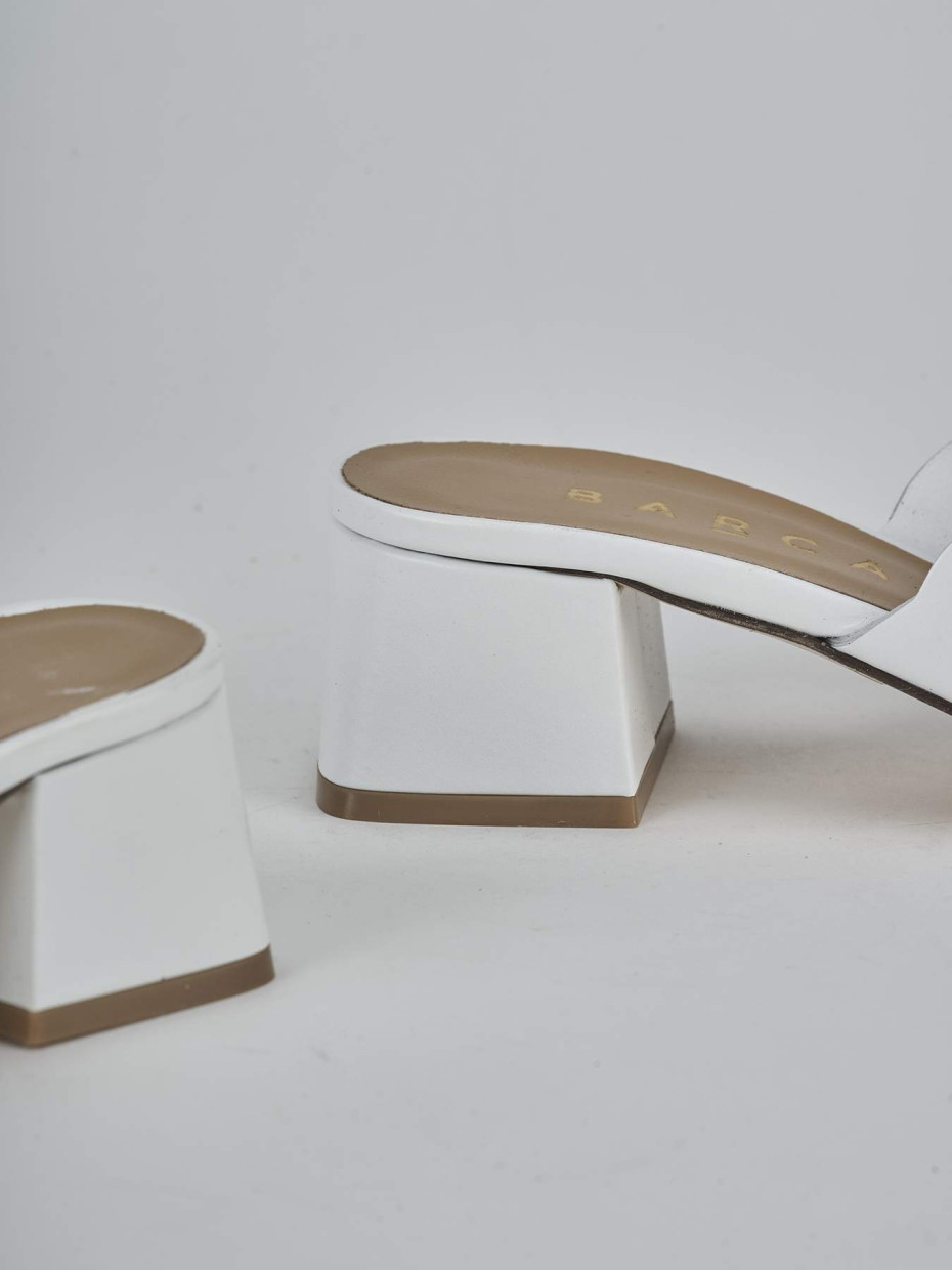 Ciabatte tacco 5cm pelle bianco