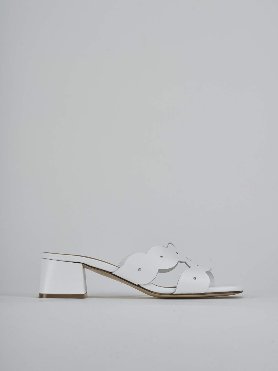Ciabatte tacco 5cm pelle bianco