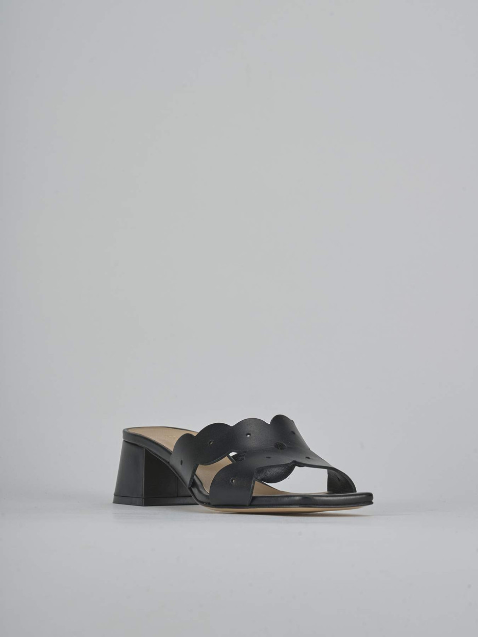Ciabatte tacco 5cm pelle nero
