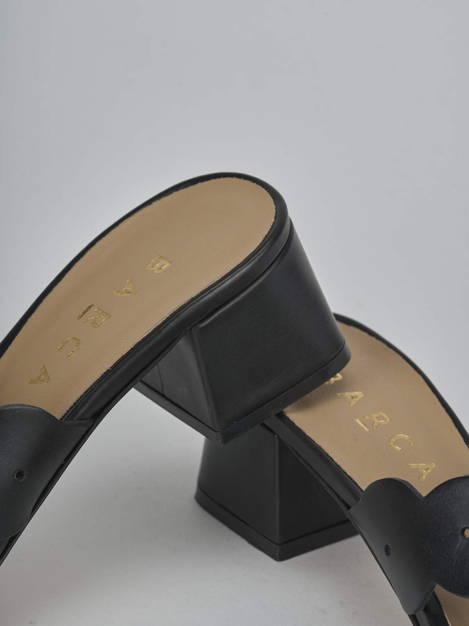 Ciabatte tacco 5cm pelle nero