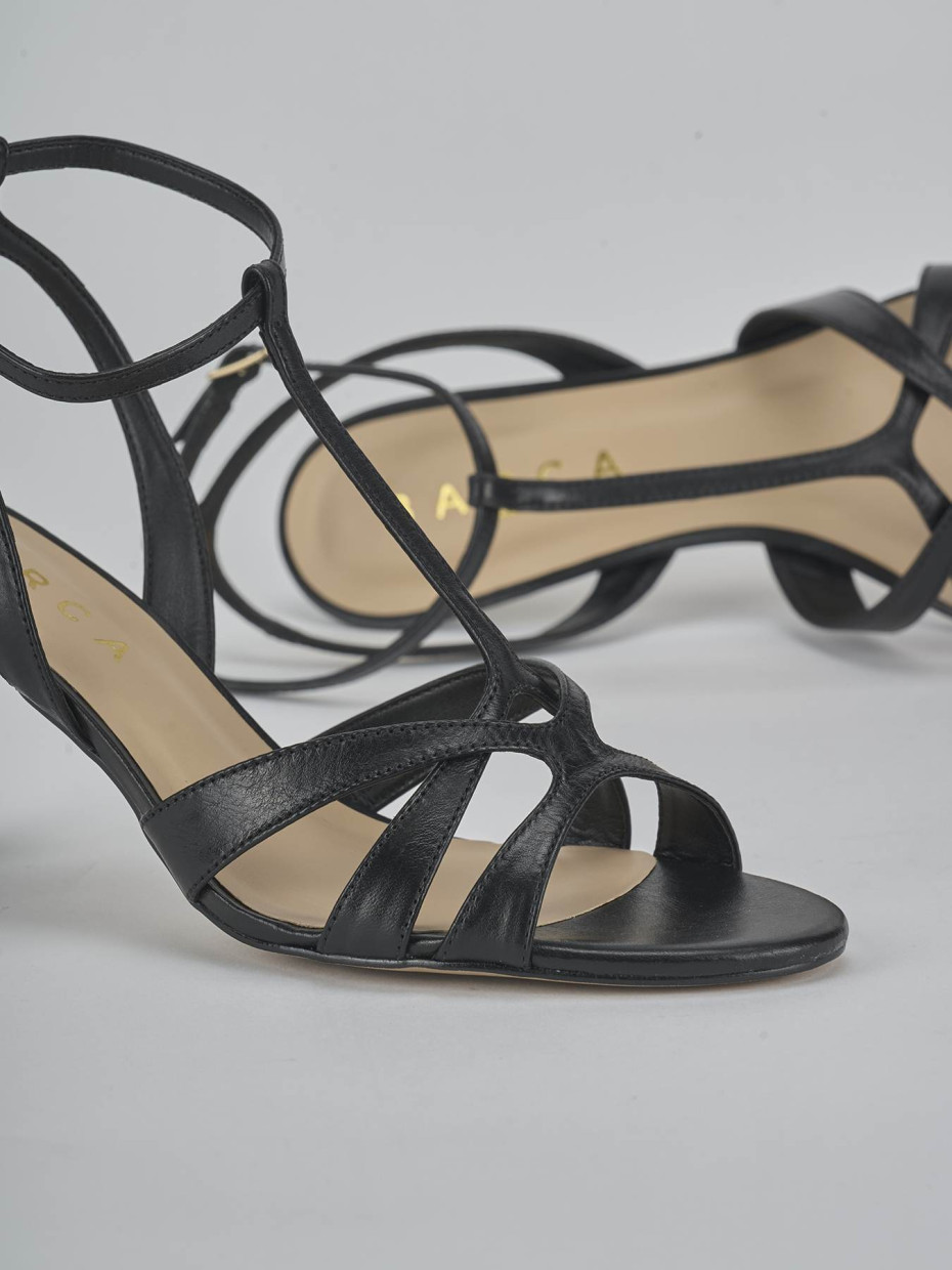 Sandali tacco 6cm pelle nero
