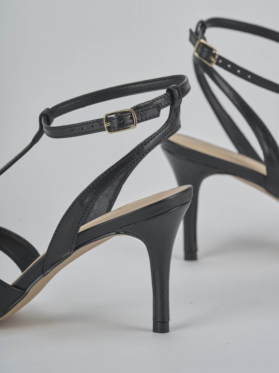 Sandali tacco 6cm pelle nero