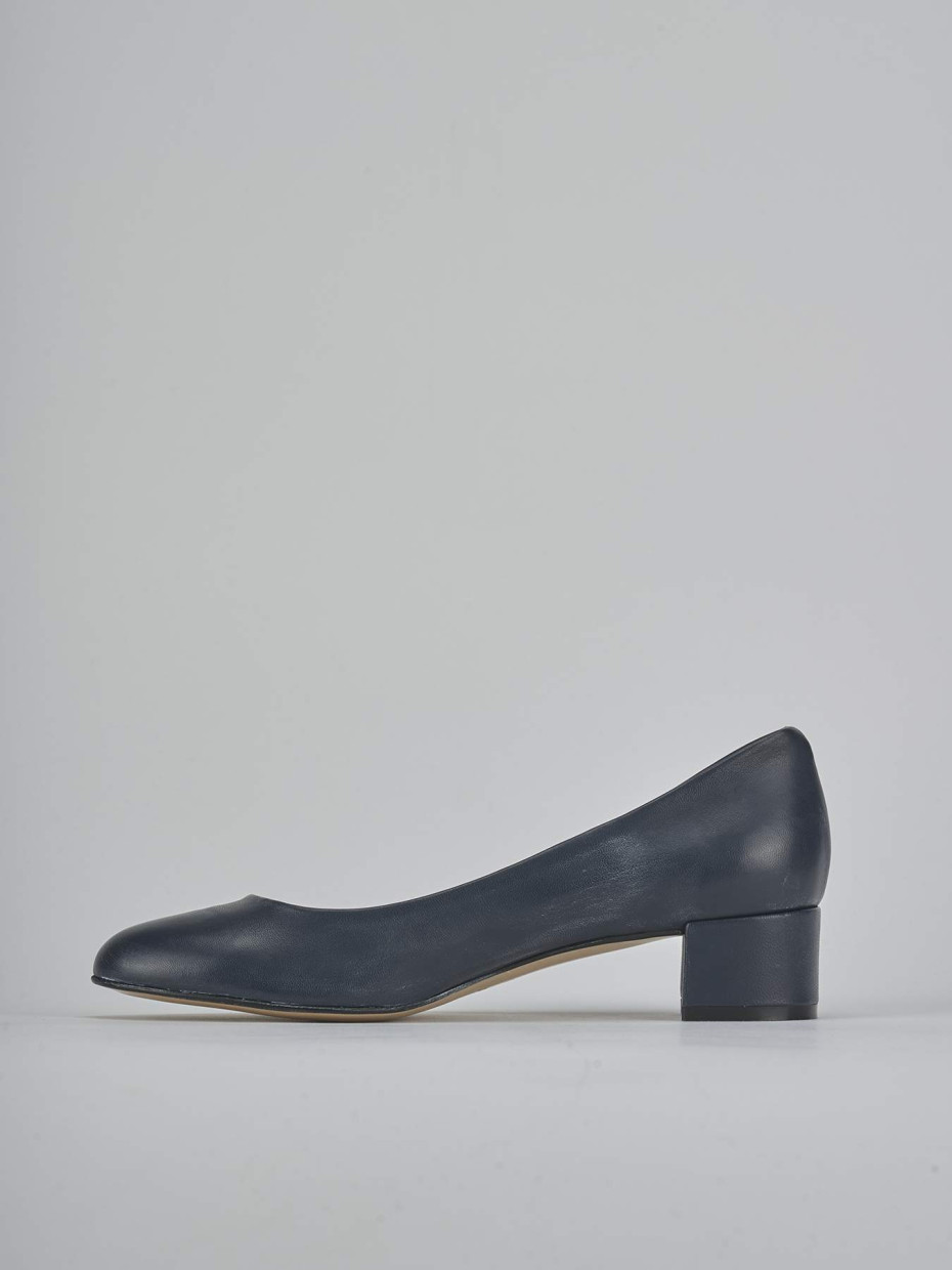 Décolleté e slingback tacco 4cm pelle blu