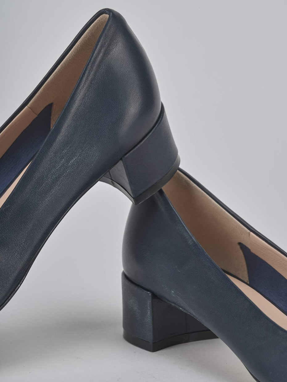 Décolleté e slingback tacco 4cm pelle blu