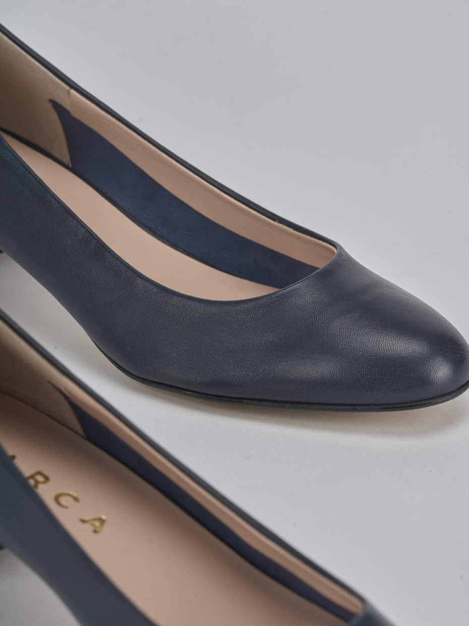 Décolleté e slingback tacco 4cm pelle blu