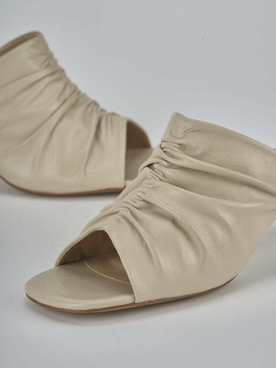 Ciabatte tacco 6cm pelle bianco