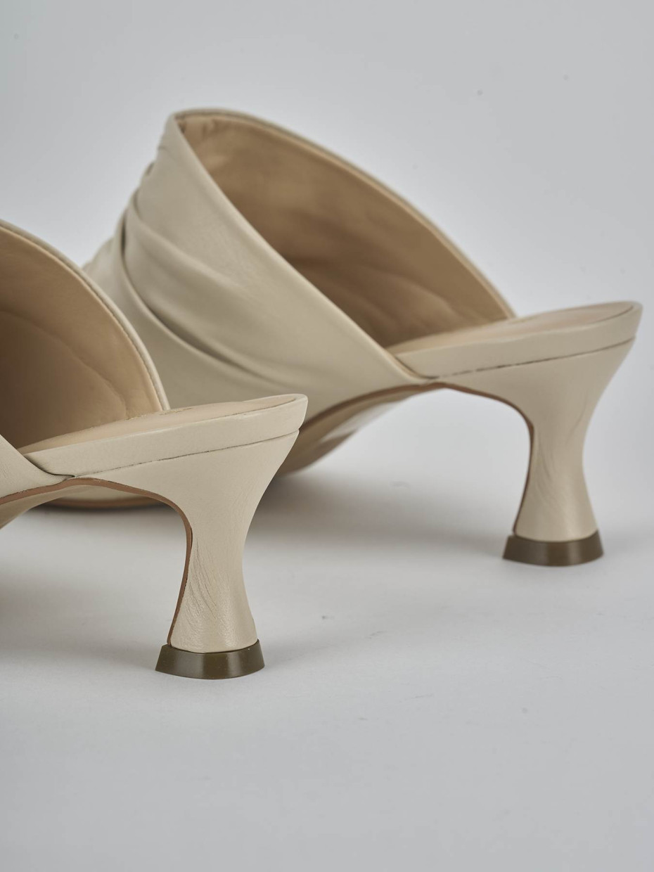 Ciabatte tacco 6cm pelle bianco