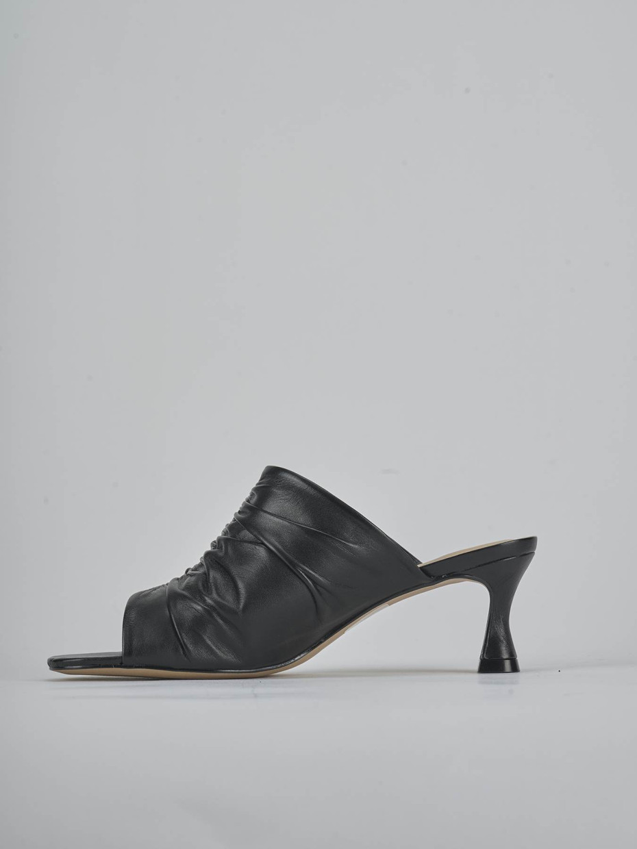 Ciabatte tacco 6cm pelle nero