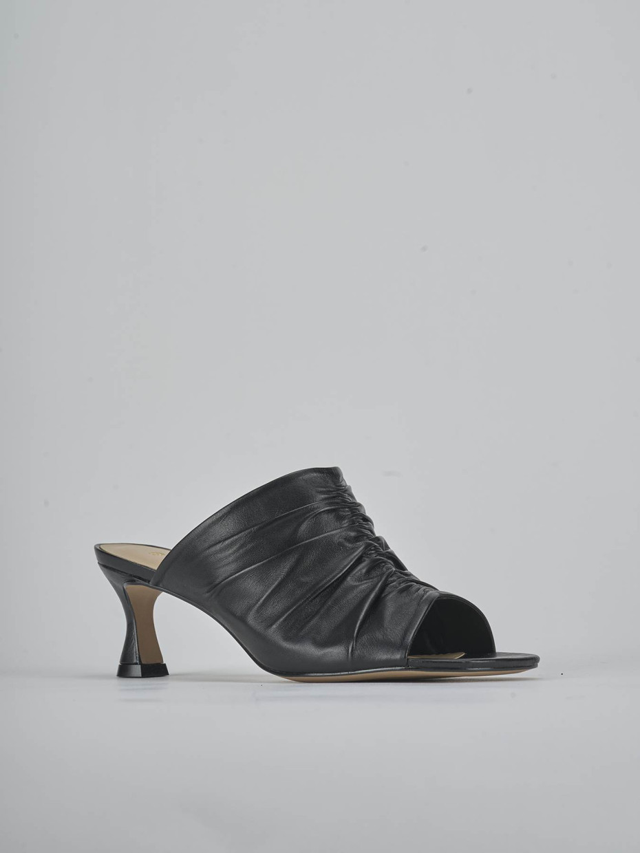 Ciabatte tacco 6cm pelle nero