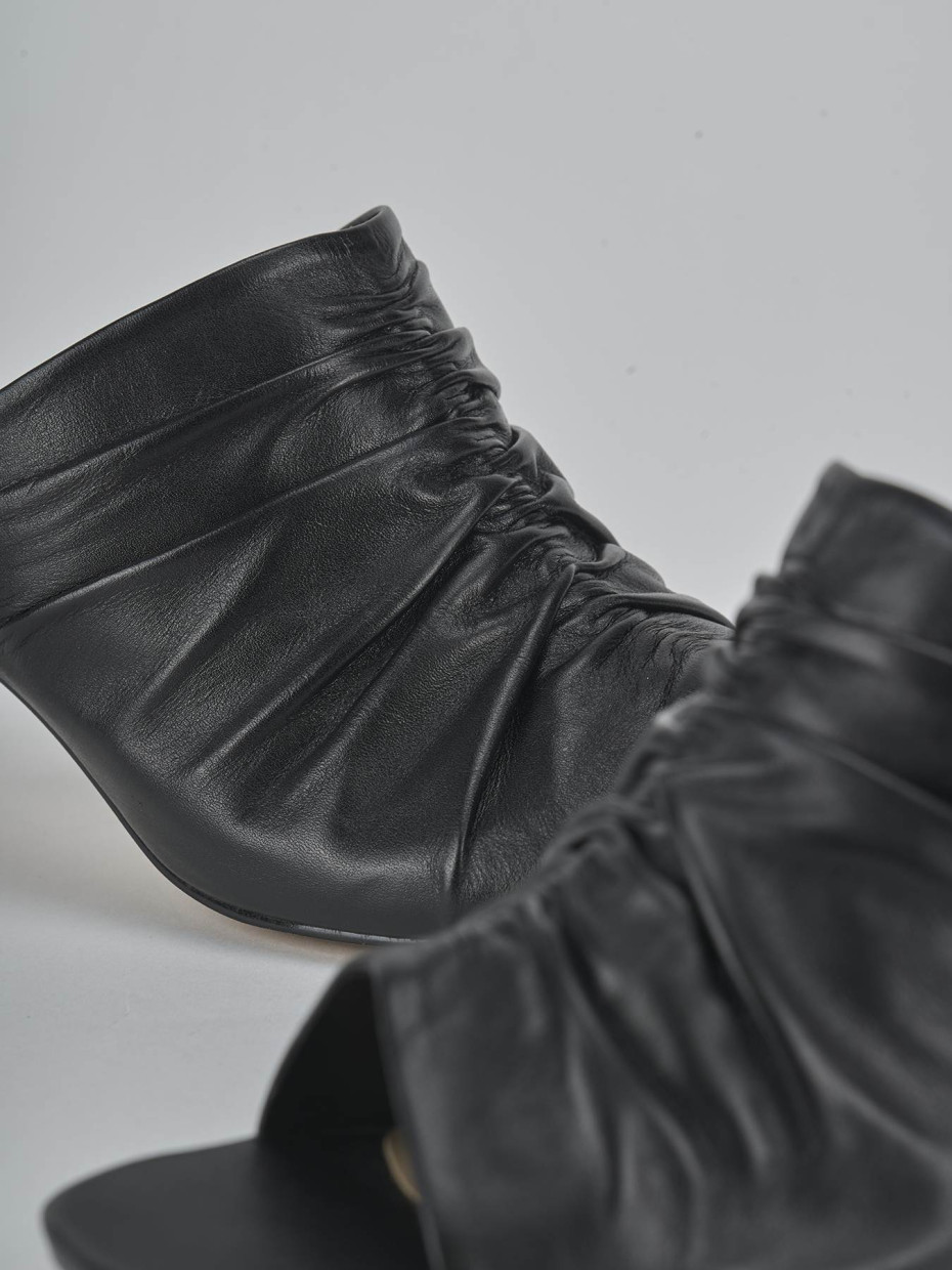 Ciabatte tacco 6cm pelle nero
