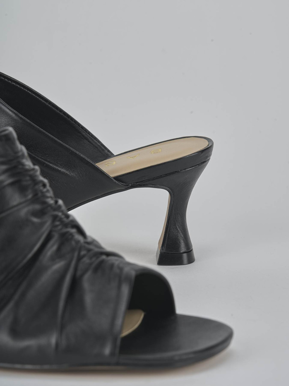 Ciabatte tacco 6cm pelle nero