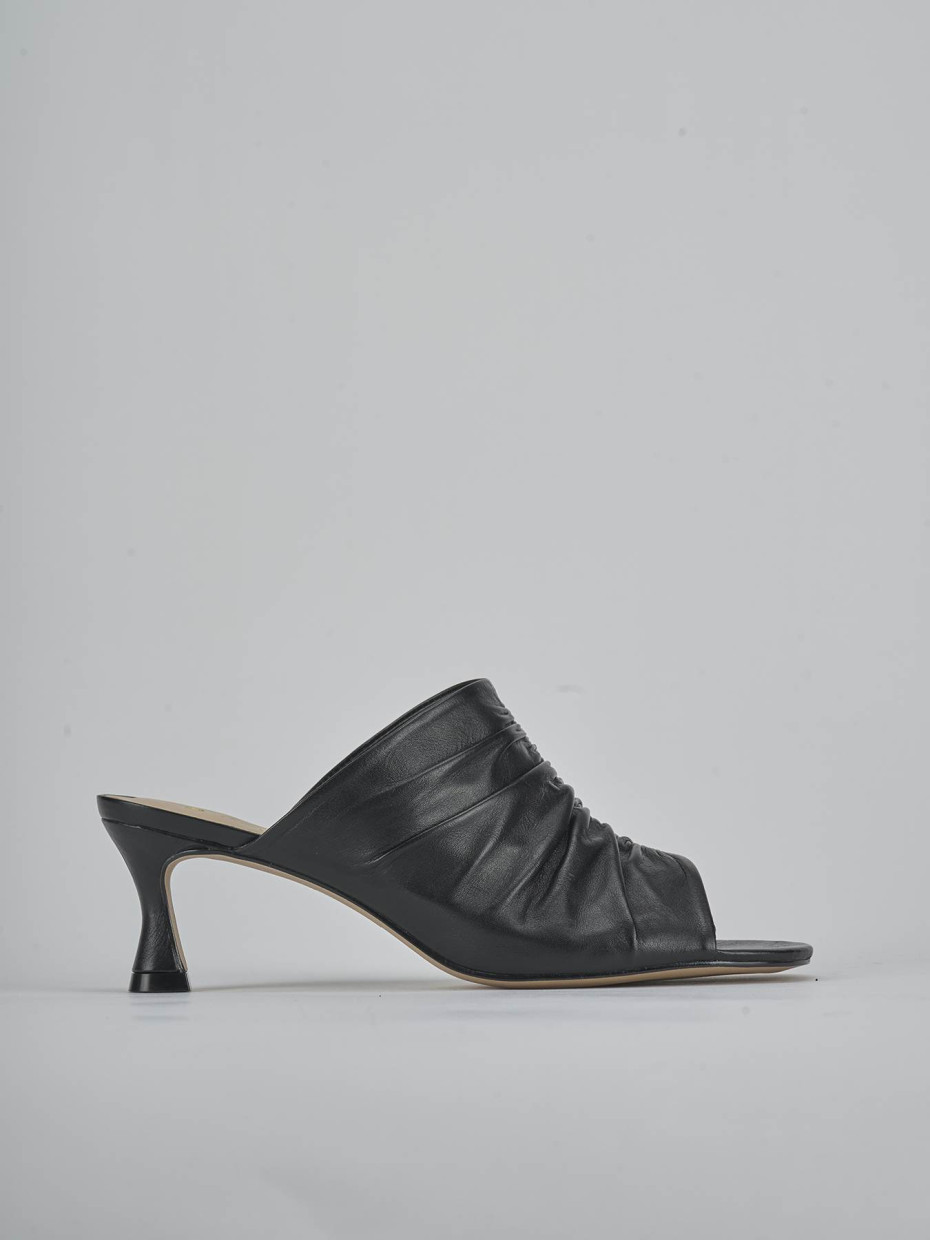 Ciabatte tacco 6cm pelle nero