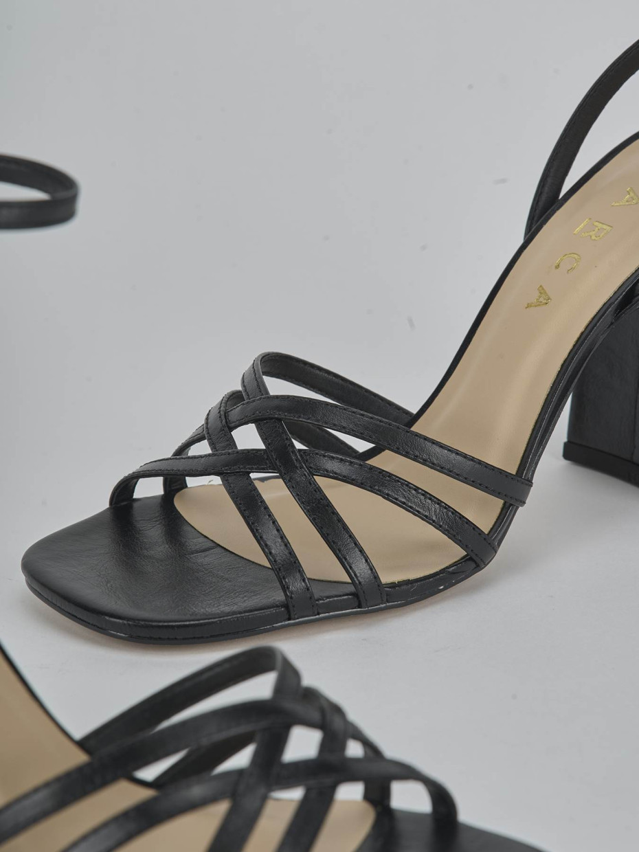 Sandali tacco 8cm pelle nero