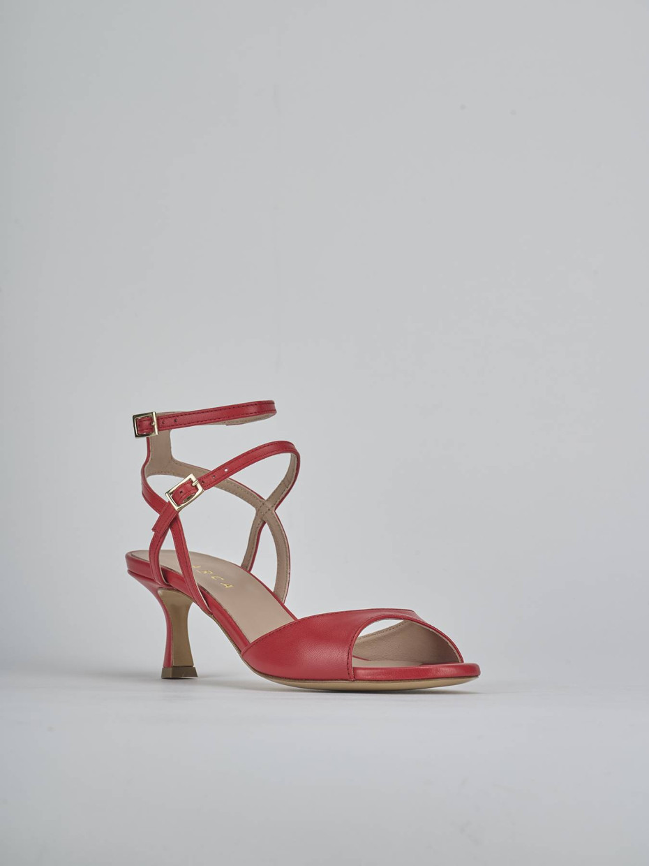 Sandali tacco 5cm pelle rosso