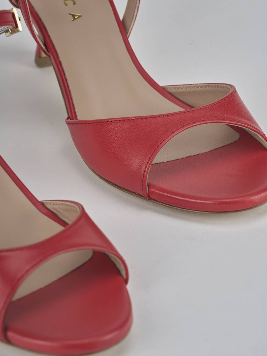 Sandali tacco 5cm pelle rosso