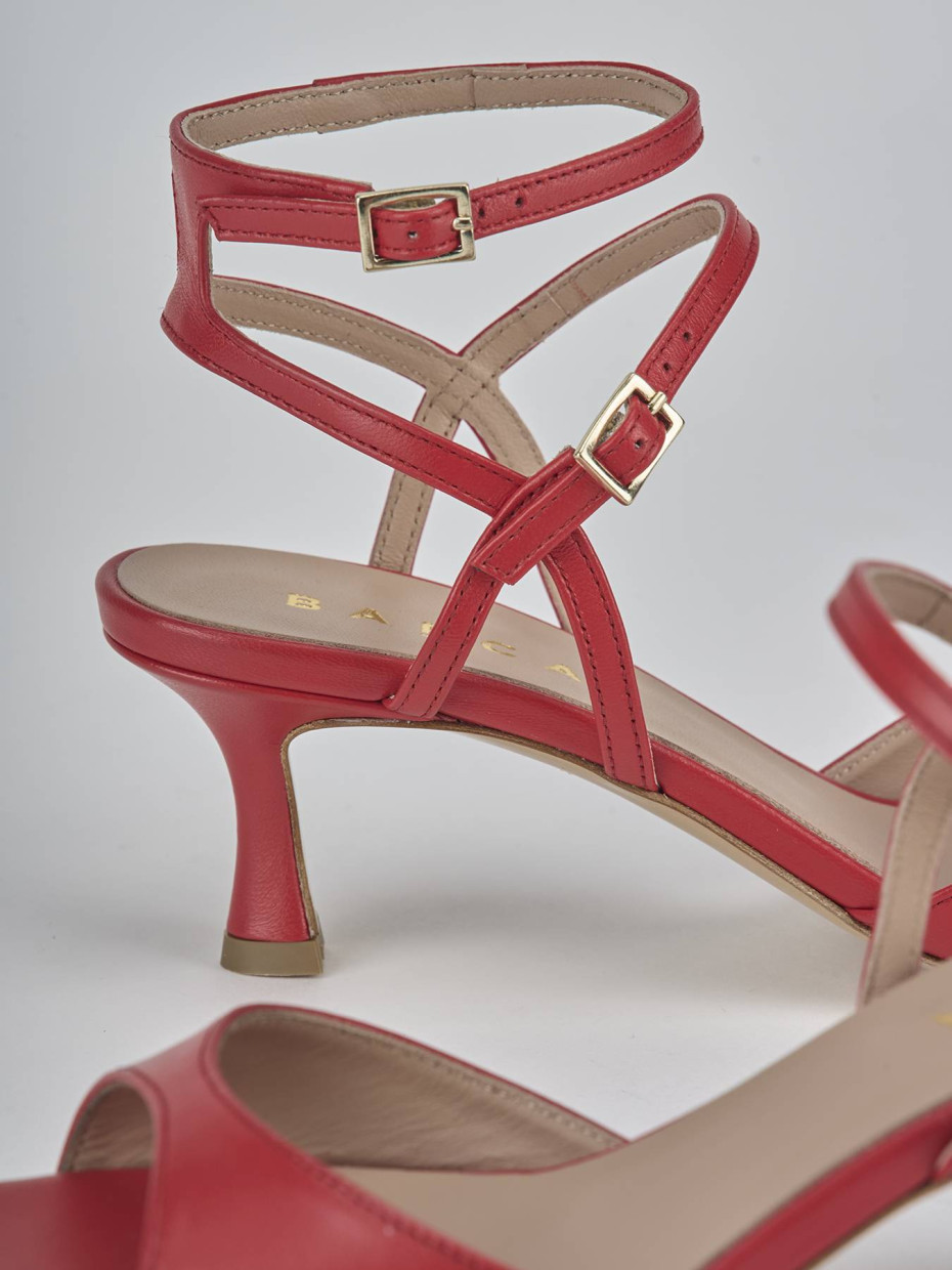 Sandali tacco 5cm pelle rosso