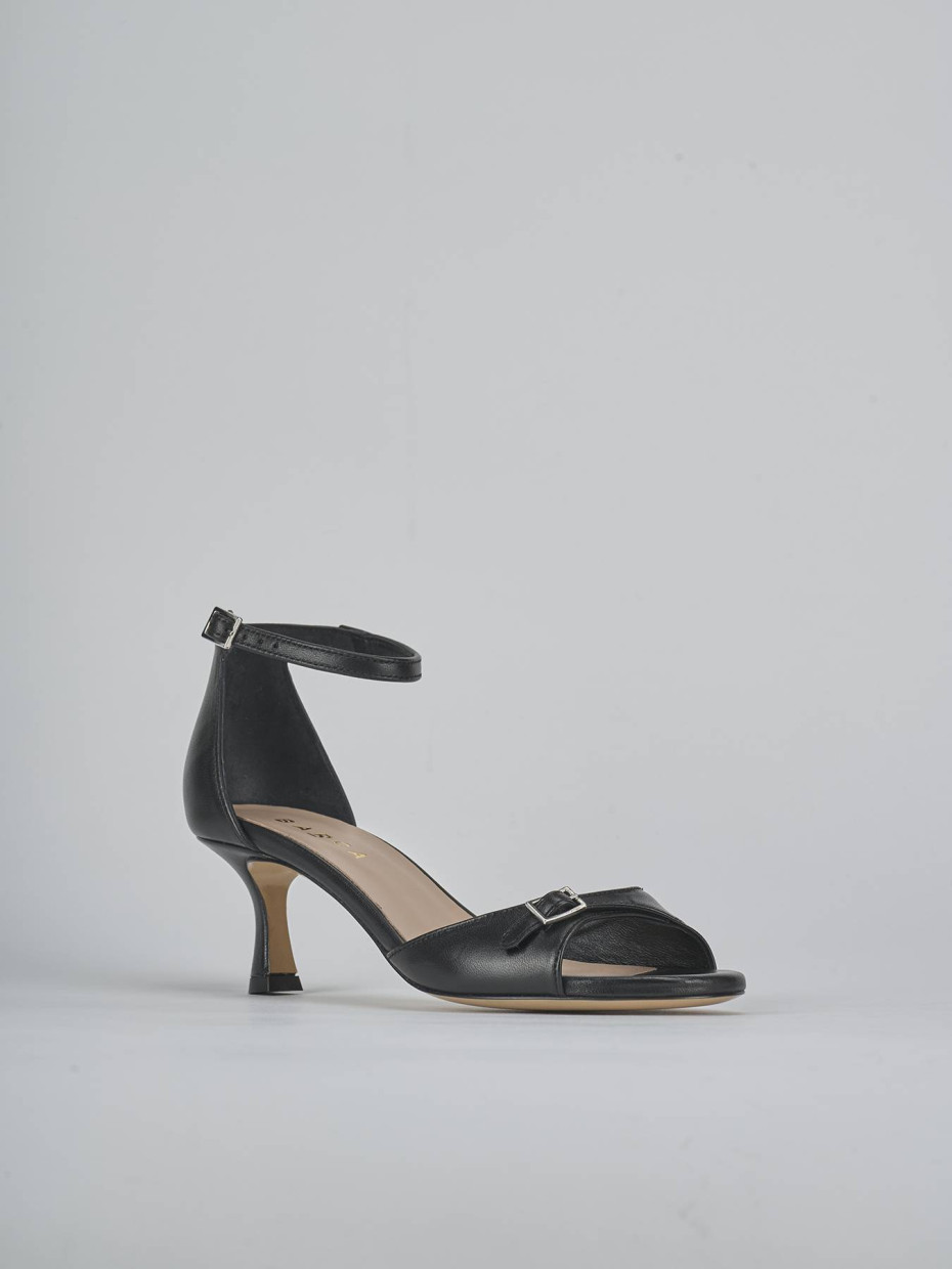Sandali tacco 5cm pelle nero