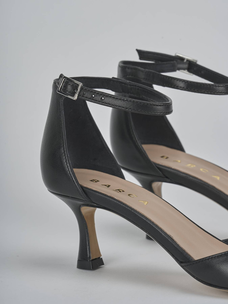 Sandali tacco 5cm pelle nero