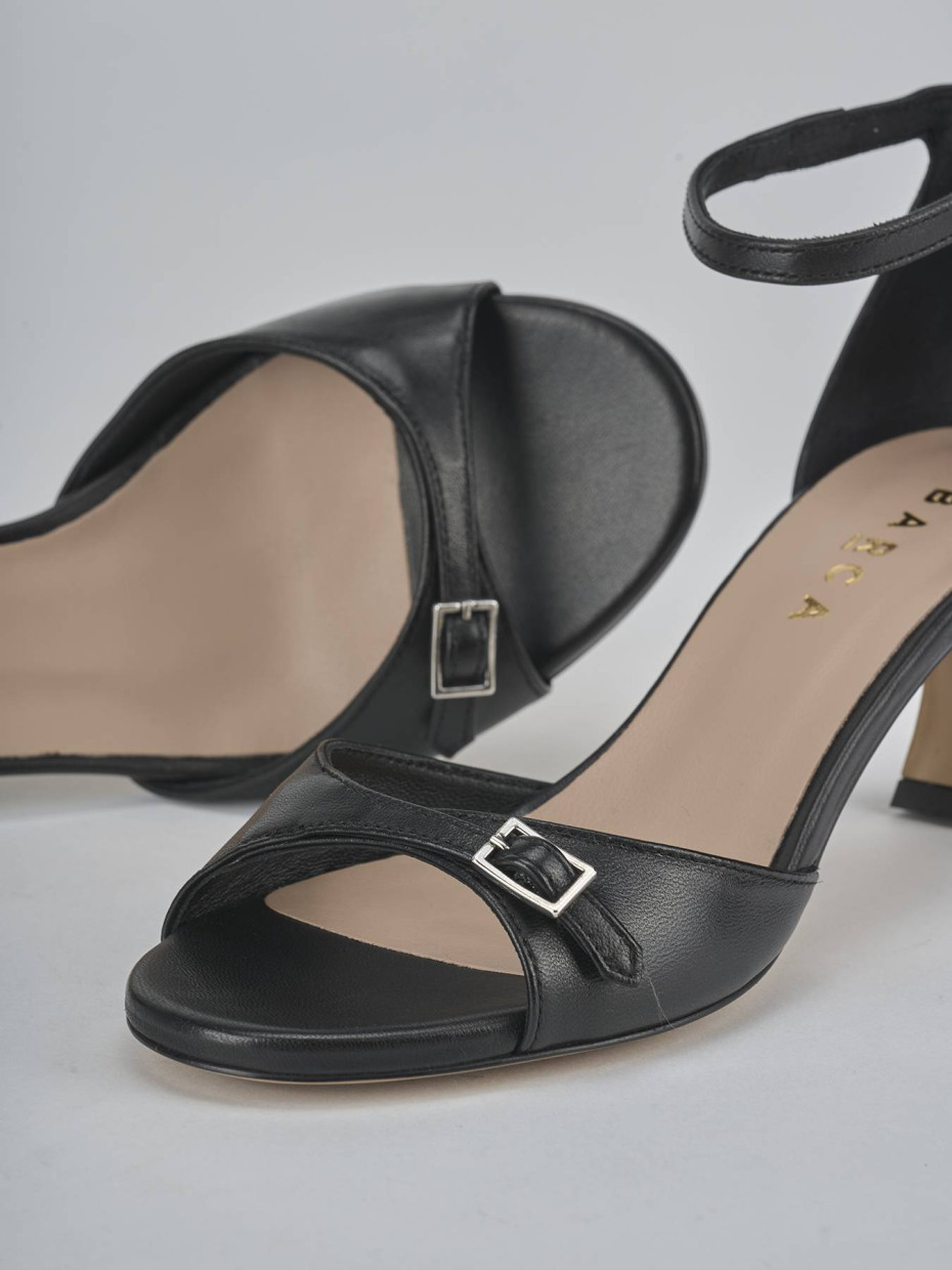 Sandali tacco 5cm pelle nero