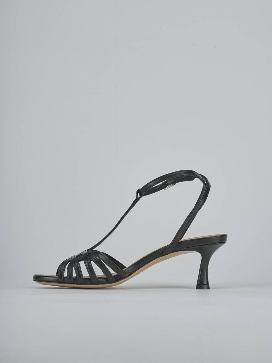 Sandali tacco 5cm pelle nero
